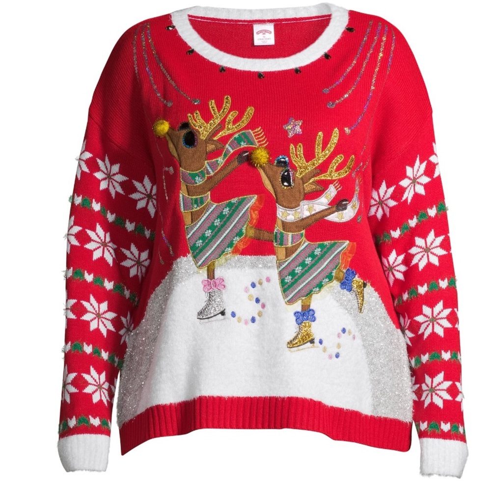 Dancing reindeer Christmas ugly sweater
